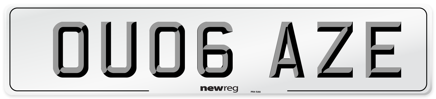 OU06 AZE Number Plate from New Reg